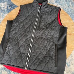 Victorinox Black Quilted Sleeveless Vest with Red Accents